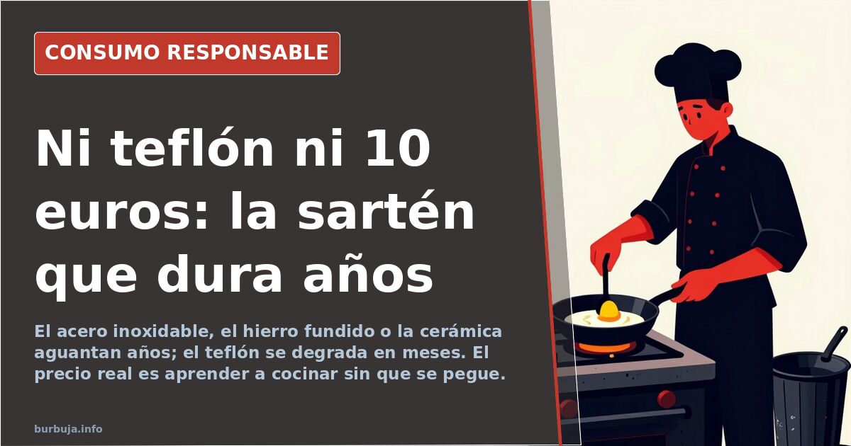 Sartén de acero inoxidable sobre un fogón con una fina capa de aceite caliente, alternativa sin teflón a la antiadherente