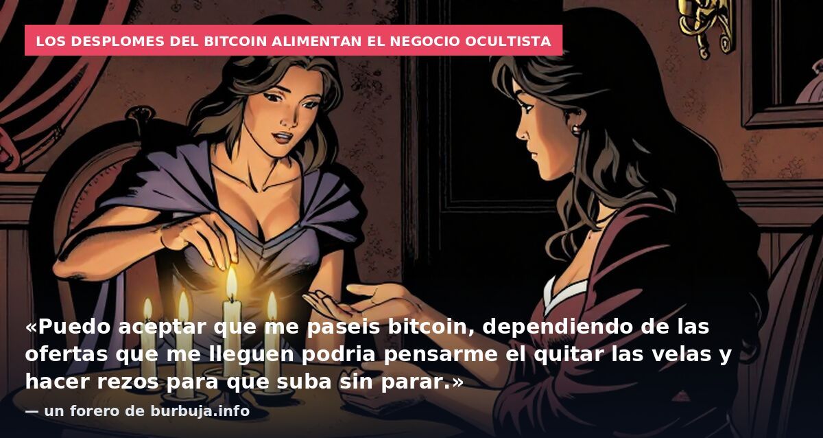 Los desplomes del bitcoin alimentan el negocio ocultista: «Puedo aceptar que me paseis bitcoin, dependiendo de las ofertas que me lleguen podria pensarme el quitar las velas y hacer rezos para que suba sin parar.» — un forero de burbuja.info