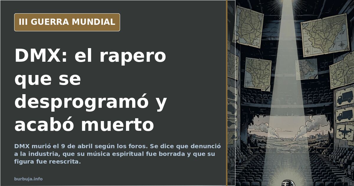 Silueta de un rapero con capucha frente a un micrófono, con mapas y símbolos de la industria musical difuminados al fondo