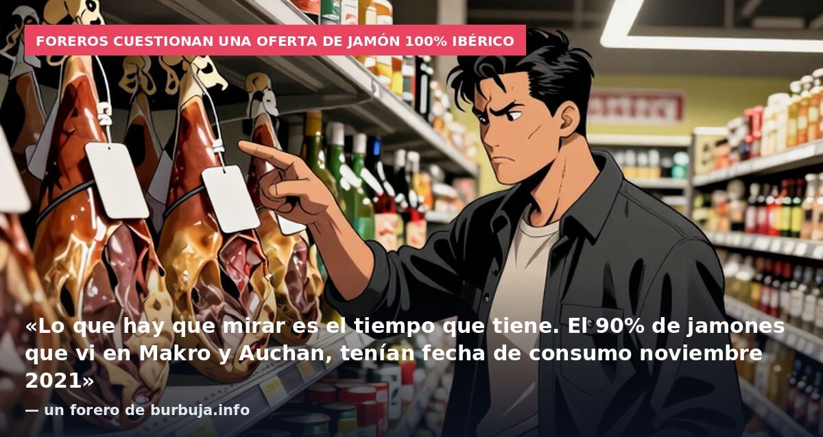 Foreros cuestionan una oferta de jamón 100% ibérico: «Lo que hay que mirar es el tiempo que tiene. El 90% de jamones que vi en Makro y Auchan, tenían fecha de consumo noviembre 2021» — un forero de burbuja.info