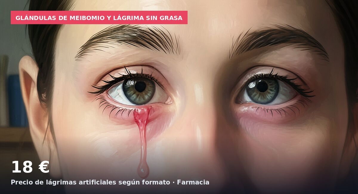 Glándulas de Meibomio y lágrima sin grasa: 18 € Precio de lágrimas artificiales según formato · Farmacia