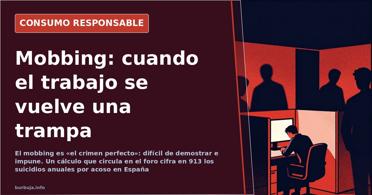 Persona sola en un puesto de trabajo rodeada de compañeros que la ignoran, escena de acoso laboral o mobbing