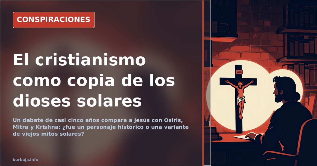 Grabado de dioses solares antiguos como Osiris y Mitra junto a la Estrella de Belén brillando en un cielo nocturno