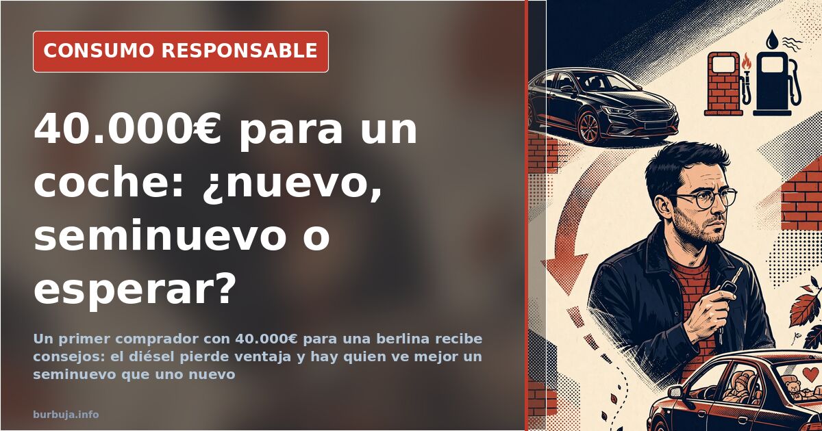 Berlina familiar aparcada en una calle urbana, imagen ilustrativa sobre comprar coche nuevo o de segunda mano