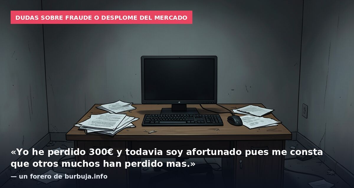Dudas sobre fraude o desplome del mercado: «Yo he perdido 300€ y todavia soy afortunado pues me consta que otros muchos han perdido mas.» — un forero de burbuja.info