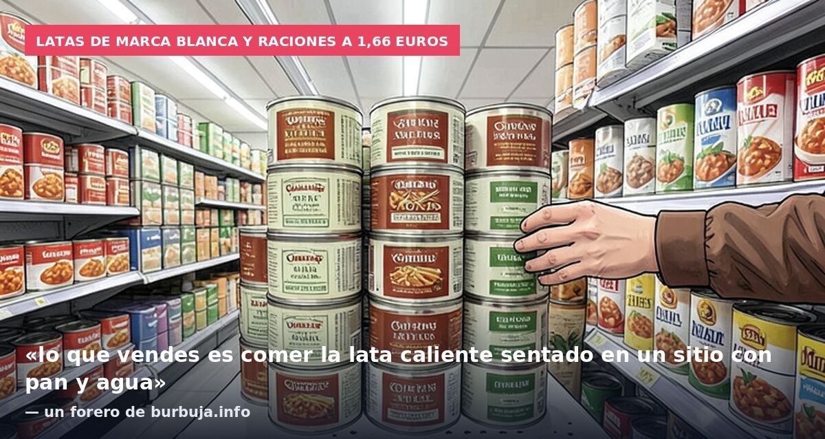 Latas de marca blanca y raciones a 1,66 euros: «lo que vendes es comer la lata caliente sentado en un sitio con pan y agua» — un forero de burbuja.info