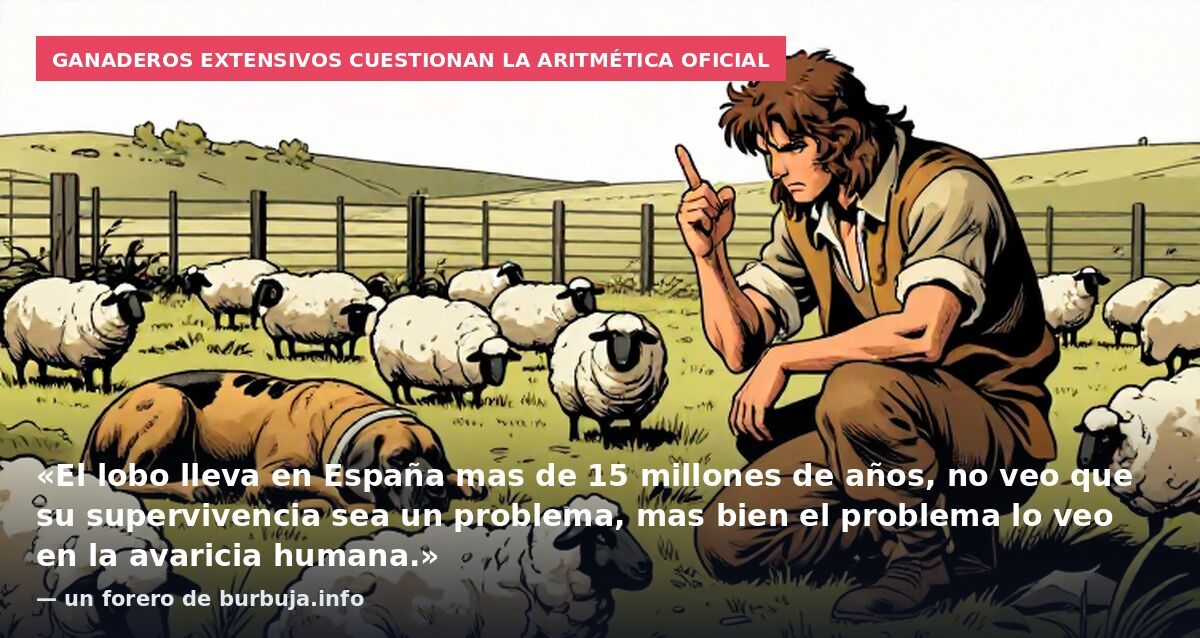 Ganaderos extensivos cuestionan la aritmética oficial: «El lobo lleva en España mas de 15 millones de años, no veo que su supervivencia sea un problema, mas bien el problema lo veo en la avaricia humana.» — un forero de burbuja.info