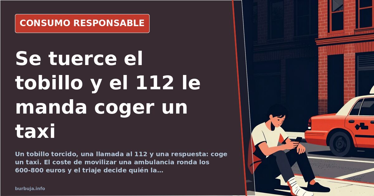 Persona sentada en el bordillo de una acera sujetándose el tobillo lesionado junto a un teléfono móvil