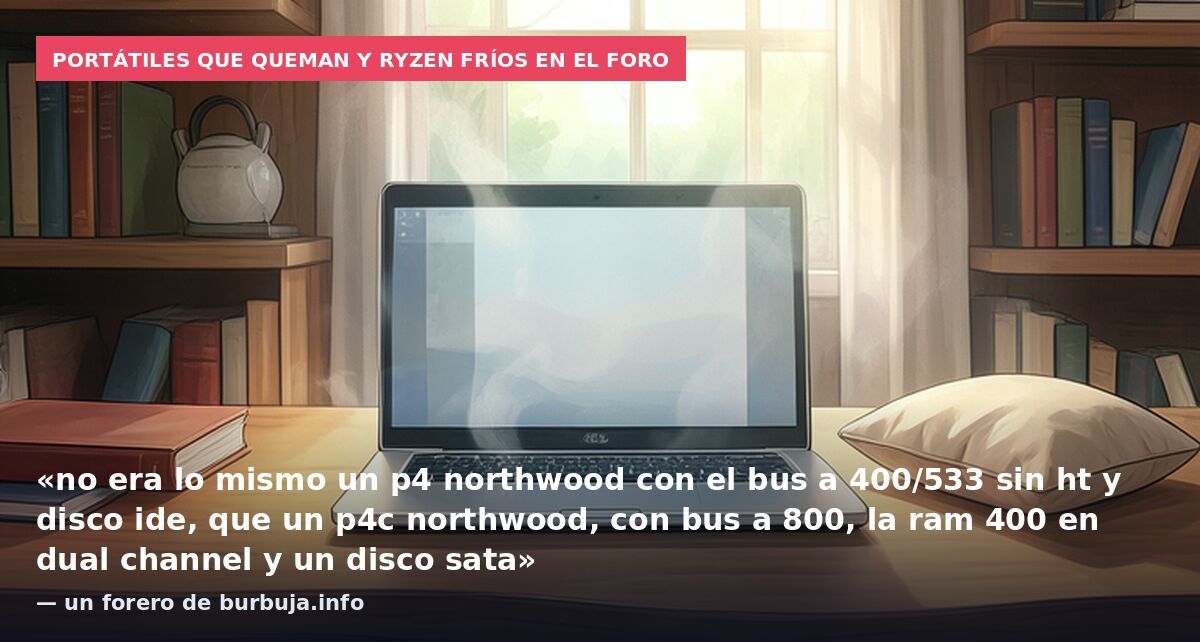 Portátiles que queman y Ryzen fríos en el foro: «no era lo mismo un p4 northwood con el bus a 400/533 sin ht y disco ide, que un p4c northwood, con bus a 800, la ram 400 en dual channel y un disco sata» — un forero de burbuja.info