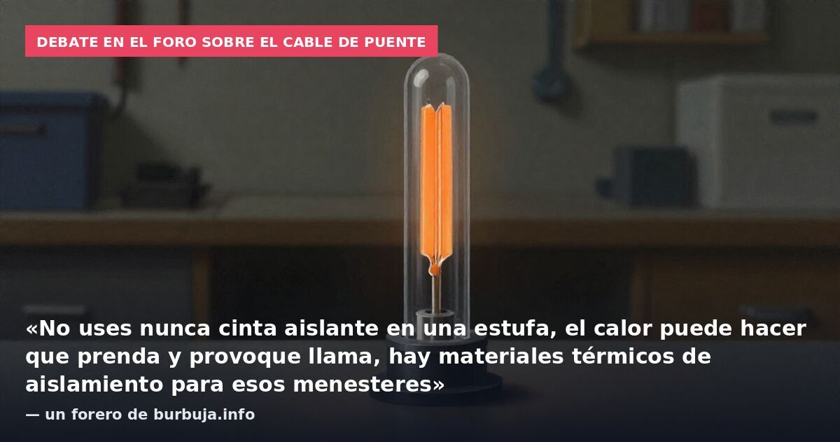 Debate en el foro sobre el cable de puente: «No uses nunca cinta aislante en una estufa, el calor puede hacer que prenda y provoque llama, hay materiales térmicos de aislamiento para esos menesteres» — un forero de burbuja.info