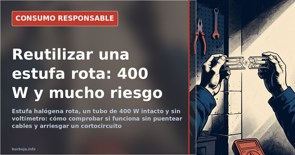 Aprovechar tubos de estufa halógena: 400 W y un cable de puente