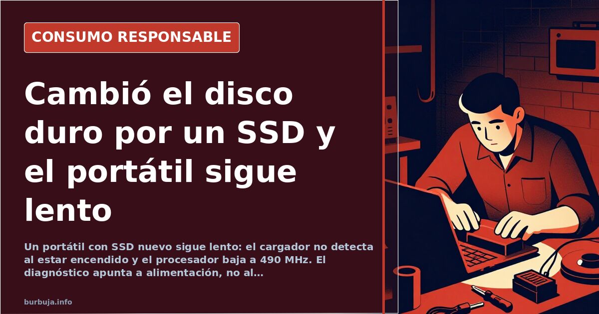 Portátil abierto con un SSD Kingston instalado y herramientas de diagnóstico en la pantalla