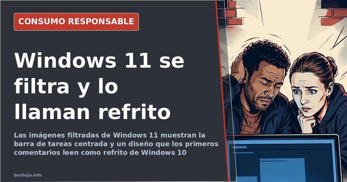 Barra de tareas centrada y menú de inicio en la interfaz filtrada de Windows 11