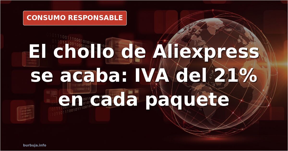 Paquete de Aliexpress con etiqueta de aduana y recargo de IVA del 21% pendiente de pago en Correos