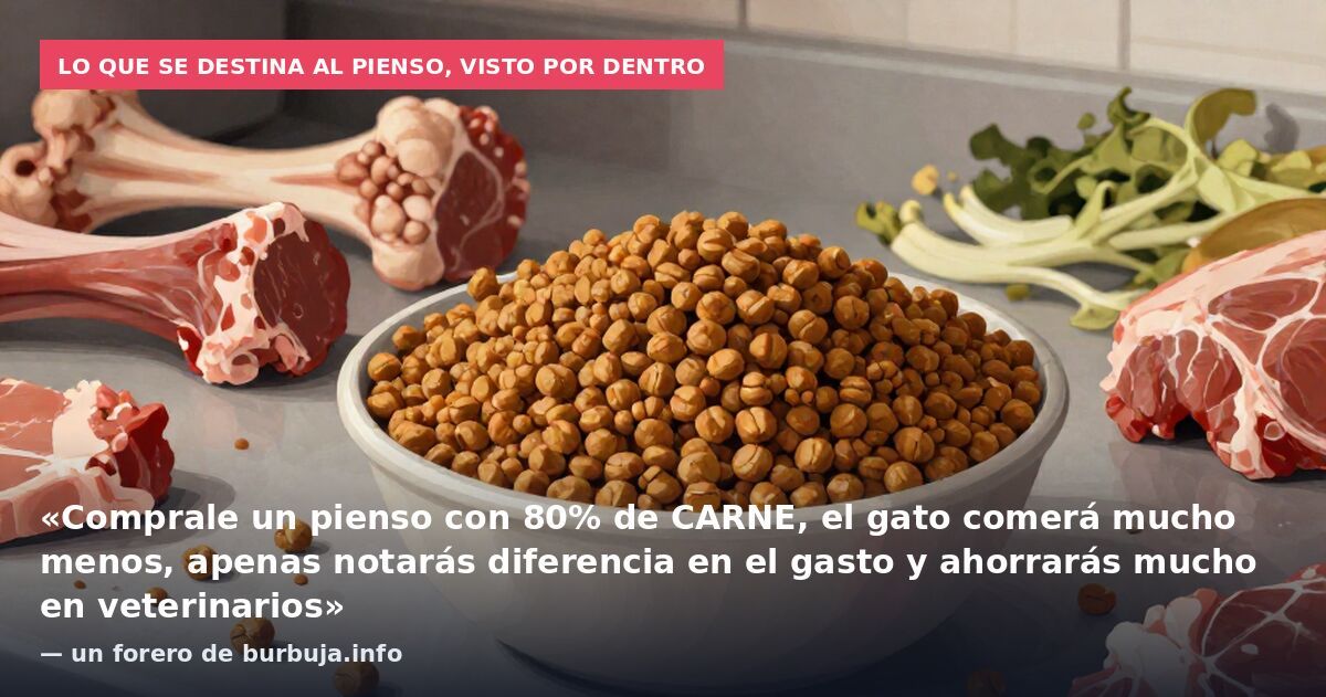 Lo que se destina al pienso, visto por dentro: «Comprale un pienso con 80% de CARNE, el gato comerá mucho menos, apenas notarás diferencia en el gasto y ahorrarás mucho en veterinarios» — un forero de burbuja.info