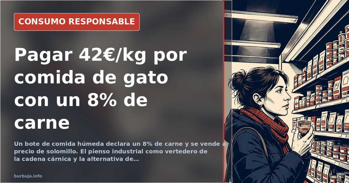 Botes de comida húmeda para gatos alineados en la estantería de un supermercado con etiquetas de composición nutricional