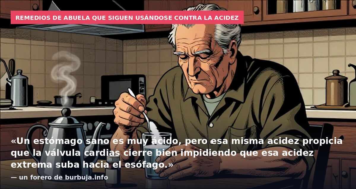 Remedios de abuela que siguen usándose contra la acidez: «Un estómago sano es muy ácido, pero esa misma acidez propicia que la válvula cardias cierre bien impidiendo que esa acidez extrema suba hacia el esófago.» — un forero de burbuja.info
