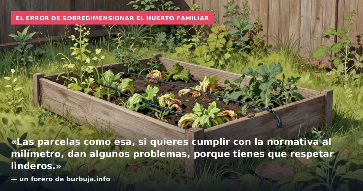 El error de sobredimensionar el huerto familiar: «Las parcelas como esa, si quieres cumplir con la normativa al milímetro, dan algunos problemas, porque tienes que respetar linderos.» — un forero de burbuja.info