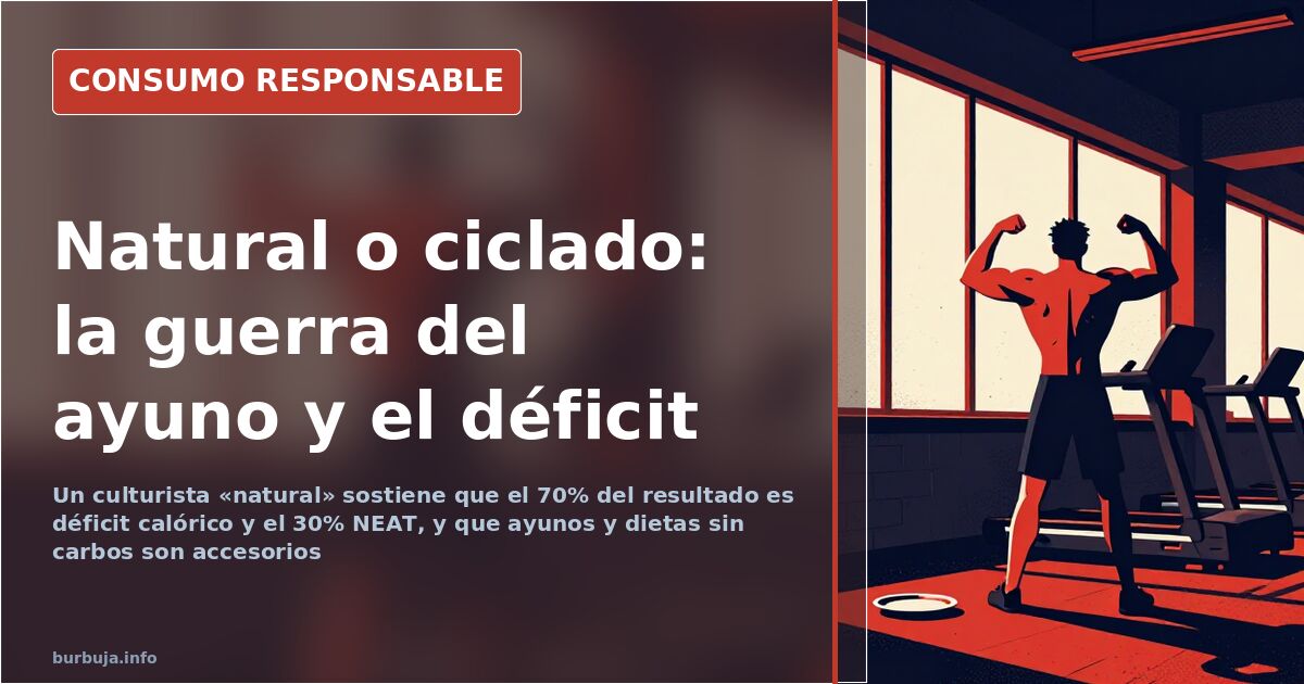 Culturista musculado comparando su definición muscular con una dieta de ayuno intermitente y baja en hidratos
