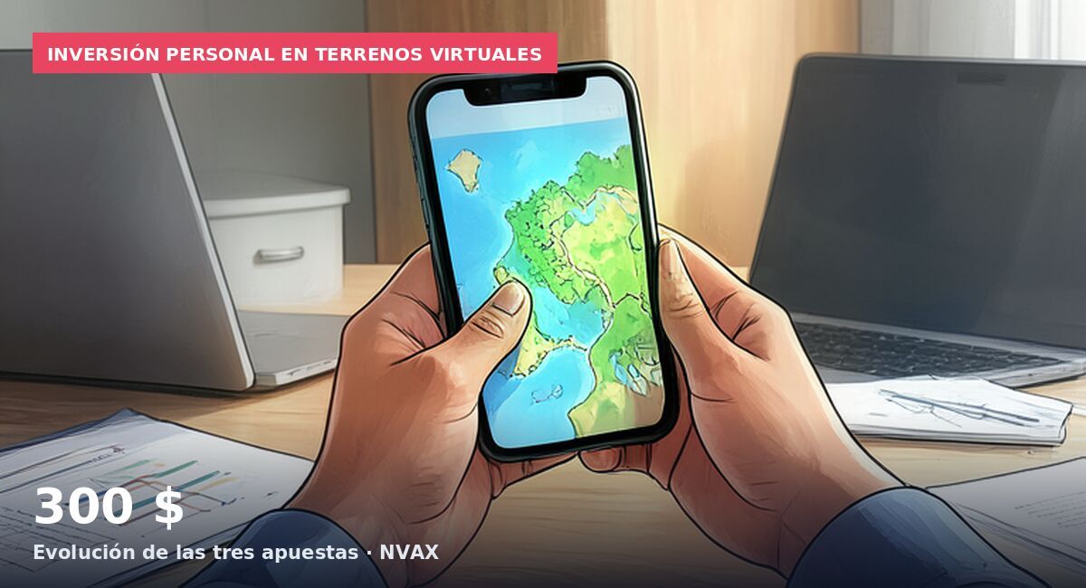 Inversión personal en terrenos virtuales: 300 $ Evolución de las tres apuestas · NVAX