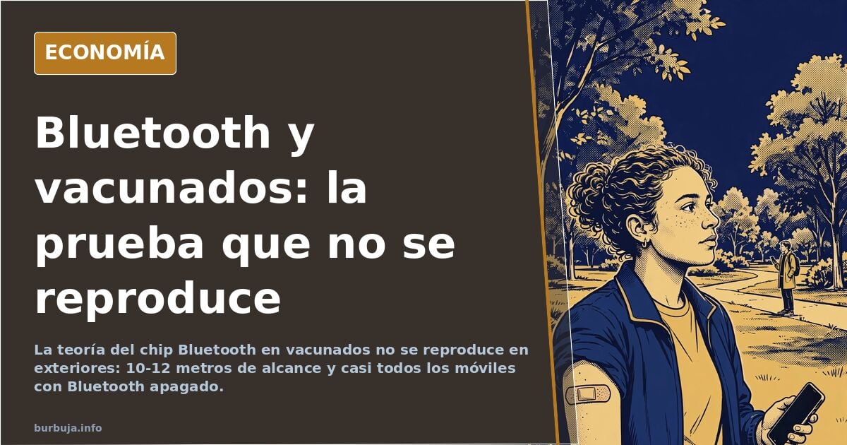 Ilustración de un móvil listando dispositivos Bluetooth con una multitud de fondo en un espacio público