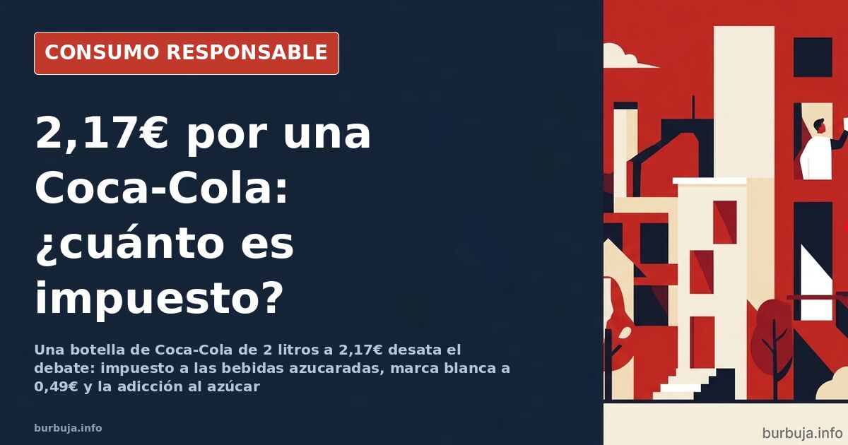 Botella de Coca-Cola de dos litros en la estantería de un supermercado junto a una cola de marca blanca
