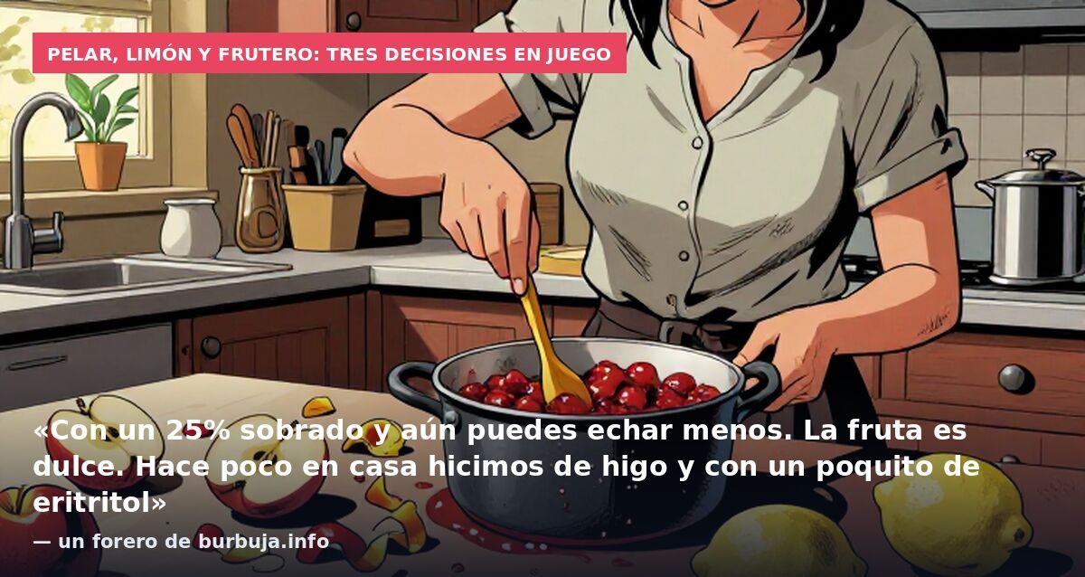 Pelar, limón y frutero: tres decisiones en juego: «Con un 25% sobrado y aún puedes echar menos. La fruta es dulce. Hace poco en casa hicimos de higo y con un poquito de eritritol» — un forero de burbuja.info
