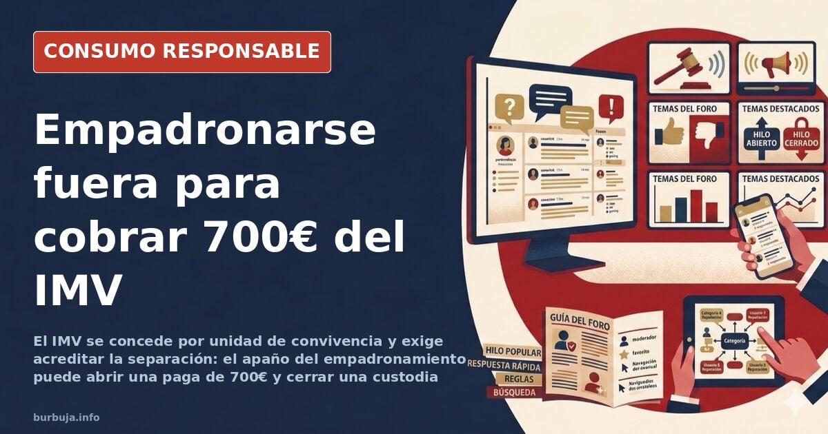 Documento de empadronamiento sobre una mesa junto a una calculadora, símbolo del fraude de ley en el Ingreso Mínimo Vital