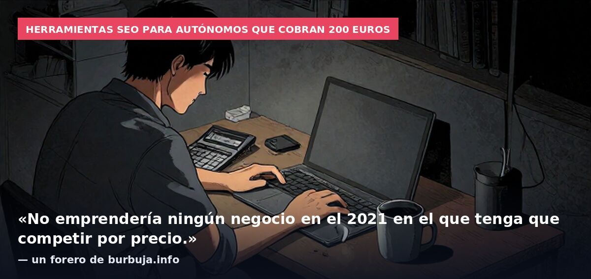 Herramientas SEO para autónomos que cobran 200 euros: «No emprendería ningún negocio en el 2021 en el que tenga que competir por precio.» — un forero de burbuja.info