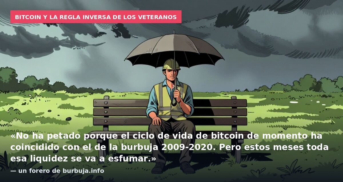 Bitcoin y la regla inversa de los veteranos: «No ha petado porque el ciclo de vida de bitcoin de momento ha coincidido con el de la burbuja 2009-2020. Pero estos meses toda esa liquidez se va a esfumar.» — un forero de burbuja.info