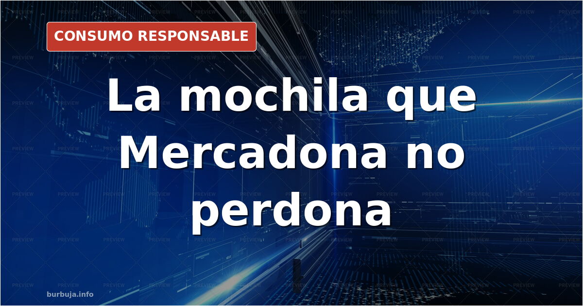 Persona con mochila entrando en un supermercado Mercadona mientras un vigilante de seguridad observa la entrada