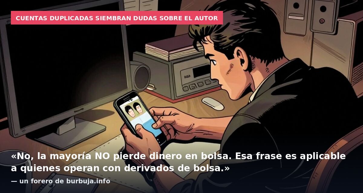 Cuentas duplicadas siembran dudas sobre el autor: «No, la mayoría NO pierde dinero en bolsa. Esa frase es aplicable a quienes operan con derivados de bolsa.» — un forero de burbuja.info