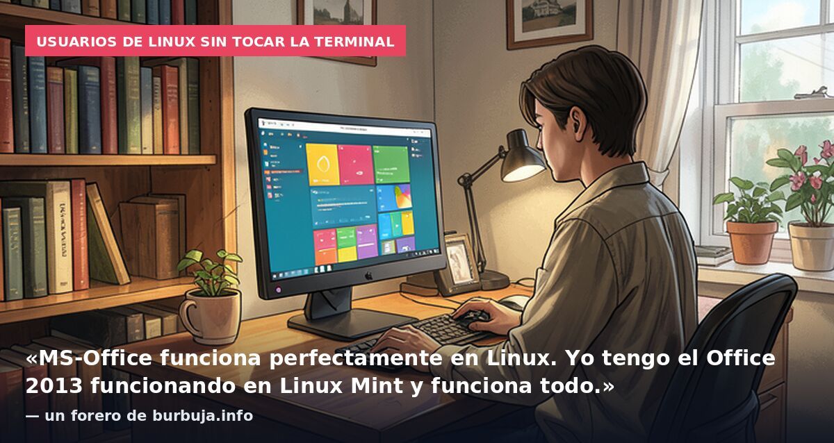 Usuarios de Linux sin tocar la terminal: «MS-Office funciona perfectamente en Linux. Yo tengo el Office 2013 funcionando en Linux Mint y funciona todo.» — un forero de burbuja.info