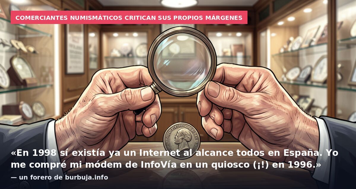 Comerciantes numismáticos critican sus propios márgenes: «En 1998 sí existía ya un Internet al alcance todos en España. Yo me compré mi módem de InfoVía en un quiosco (¡!) en 1996.» — un forero de burbuja.info