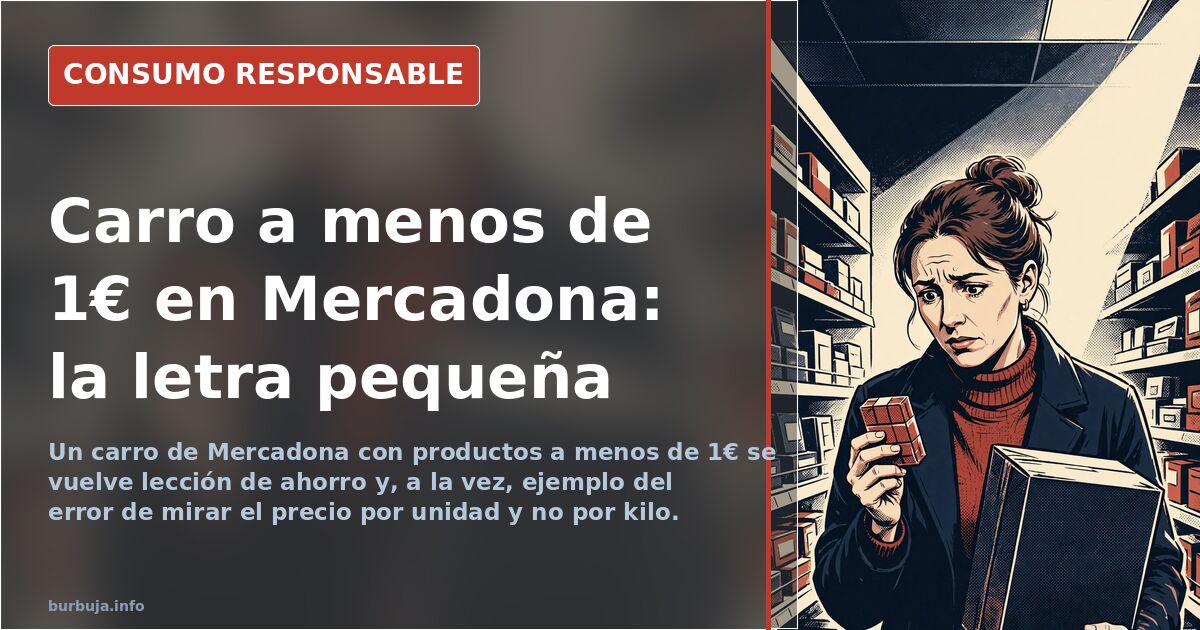 Carro de la compra lleno de productos a menos de 1€ en un supermercado Mercadona