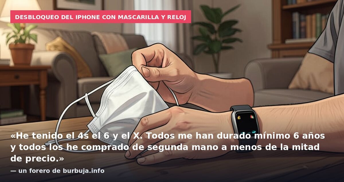 Desbloqueo del iPhone con mascarilla y reloj: «He tenido el 4s el 6 y el X. Todos me han durado mínimo 6 años y todos los he comprado de segunda mano a menos de la mitad de precio.» — un forero de burbuja.info