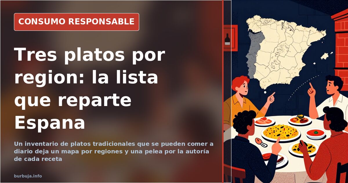 Mesa con platos de la cocina regional española: bacalao al ajoarriero, migas y alcachofas