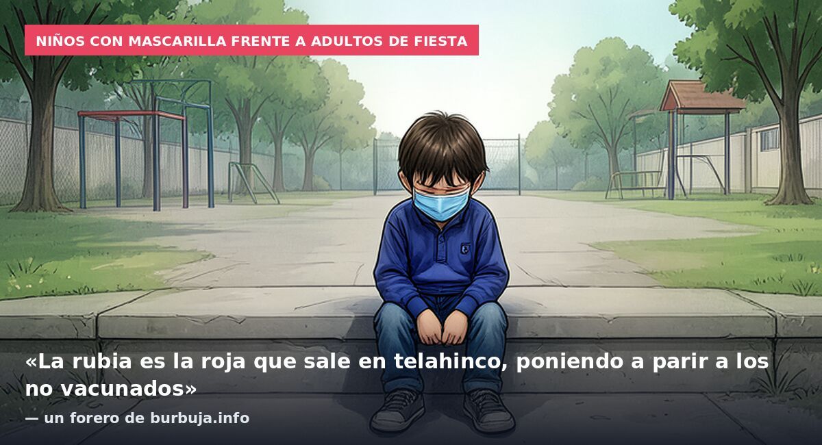Niños con mascarilla frente a adultos de fiesta: «La rubia es la roja que sale en telahinco, poniendo a parir a los no vacunados» — un forero de burbuja.info