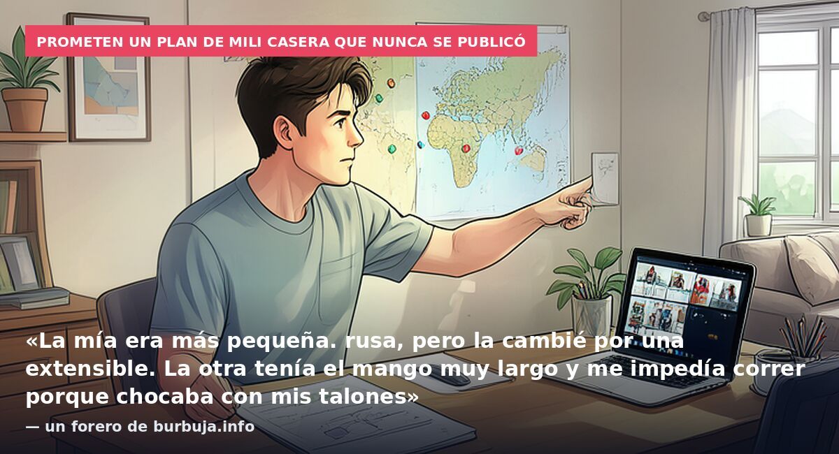 Prometen un plan de mili casera que nunca se publicó: «La mía era más pequeña. rusa, pero la cambié por una extensible. La otra tenía el mango muy largo y me impedía correr porque chocaba con mis talones» — un forero de burbuja.info