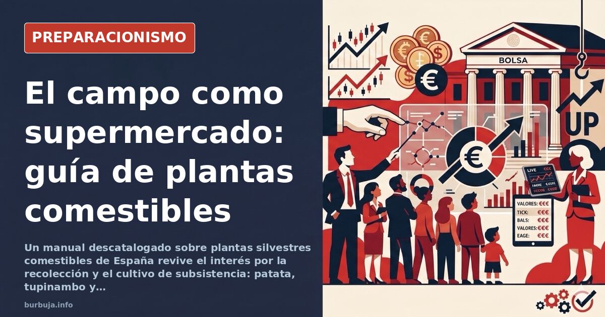 Plantas silvestres comestibles de España: diente de león, ortigas y tubérculos de tupinambo en un entorno rural