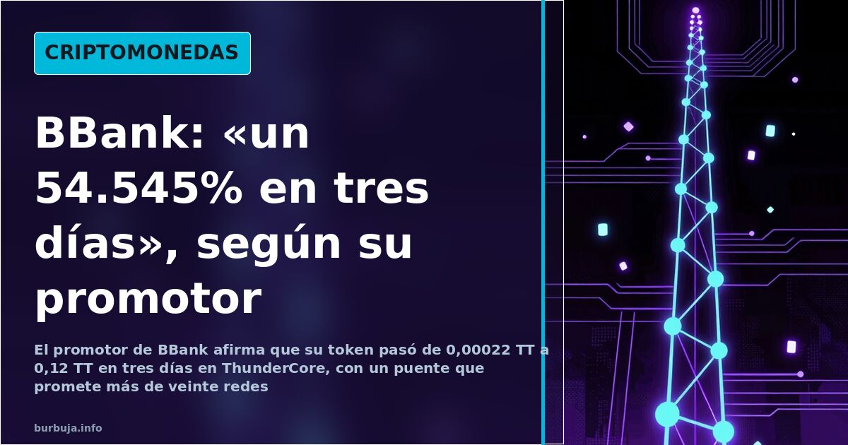 «BBank sube un 54.545% en tres días», según su promotor