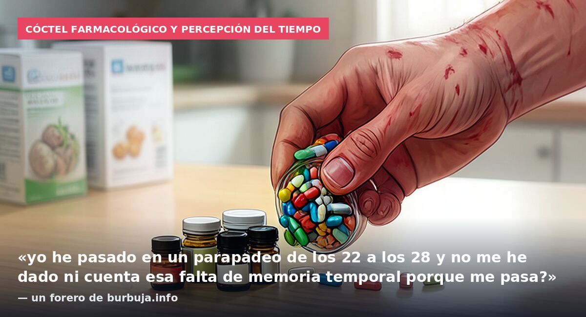 Cóctel farmacológico y percepción del tiempo: «yo he pasado en un parapadeo de los 22 a los 28 y no me he dado ni cuenta esa falta de memoria temporal porque me pasa?» — un forero de burbuja.info
