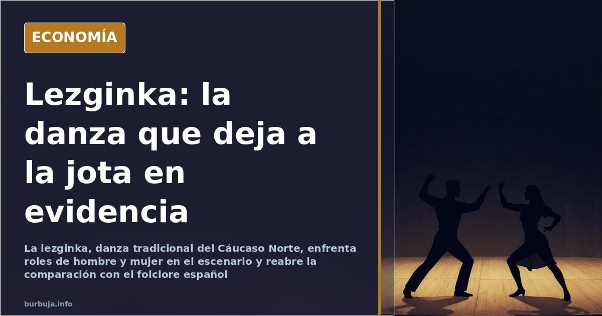 Bailarines de lezginka en pleno salto sobre las puntas con los brazos extendidos simulando alas de águila