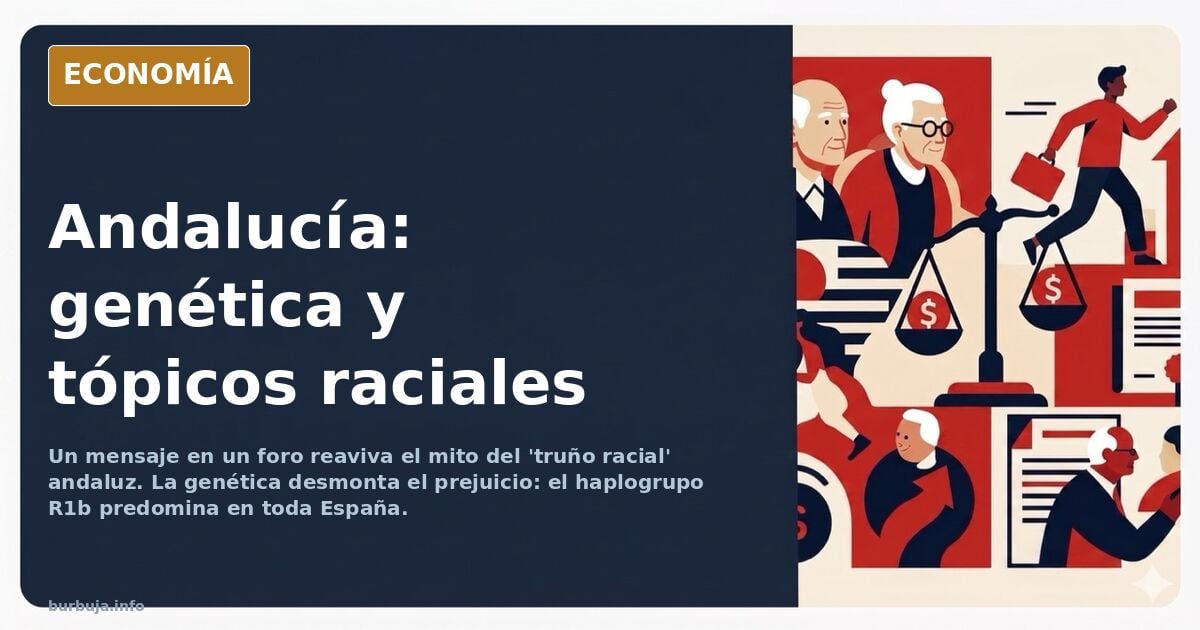 Mapa genético de la península ibérica con haplogrupos y siluetas humanas diversas