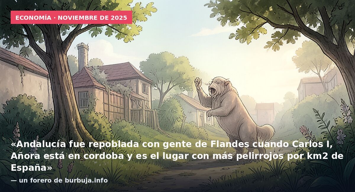Economía · noviembre de 2025: «Andalucía fue repoblada con gente de Flandes cuando Carlos I, Añora está en cordoba y es el lugar con más pelirrojos por km2 de España» — un forero de burbuja.info