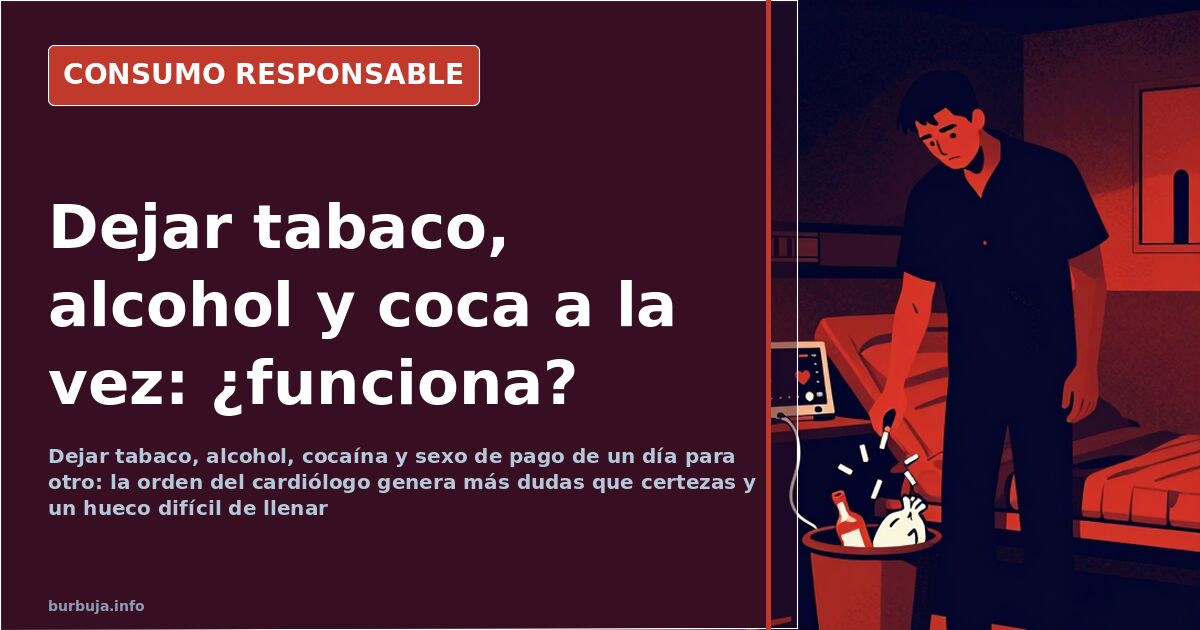 Sobre una mesa de consulta, un cenicero con colillas, una copa de vino y un plato ligero ante el reto de dejar los hábitos