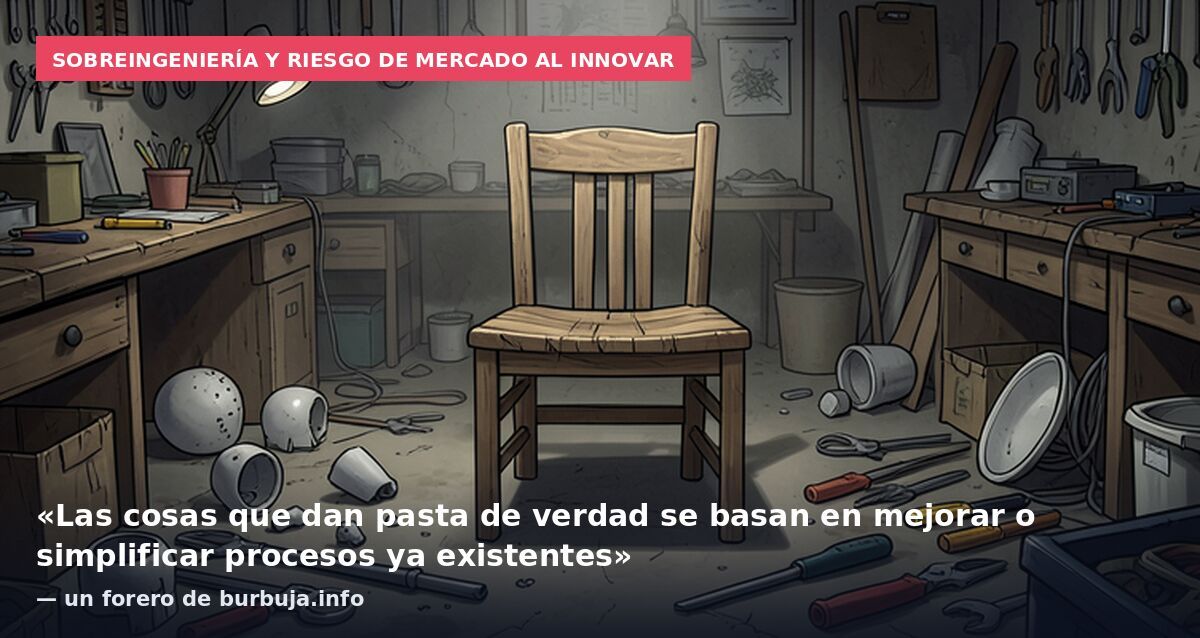 Sobreingeniería y riesgo de mercado al innovar: «Las cosas que dan pasta de verdad se basan en mejorar o simplificar procesos ya existentes» — un forero de burbuja.info