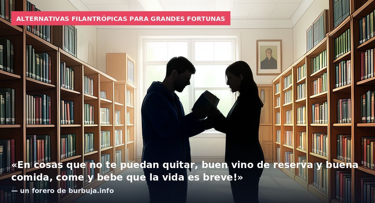 Alternativas filantrópicas para grandes fortunas: «En cosas que no te puedan quitar, buen vino de reserva y buena comida, come y bebe que la vida es breve!» — un forero de burbuja.info