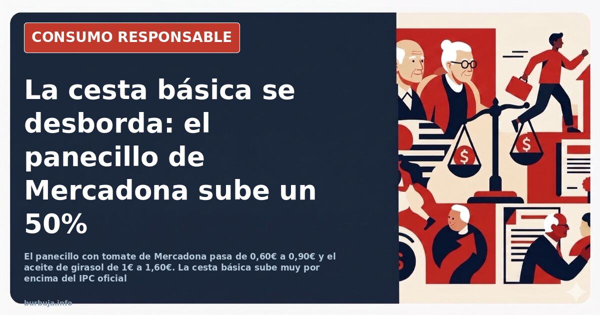 Estantería de supermercado con productos básicos y etiquetas de precio, imagen de la subida de la cesta de la compra