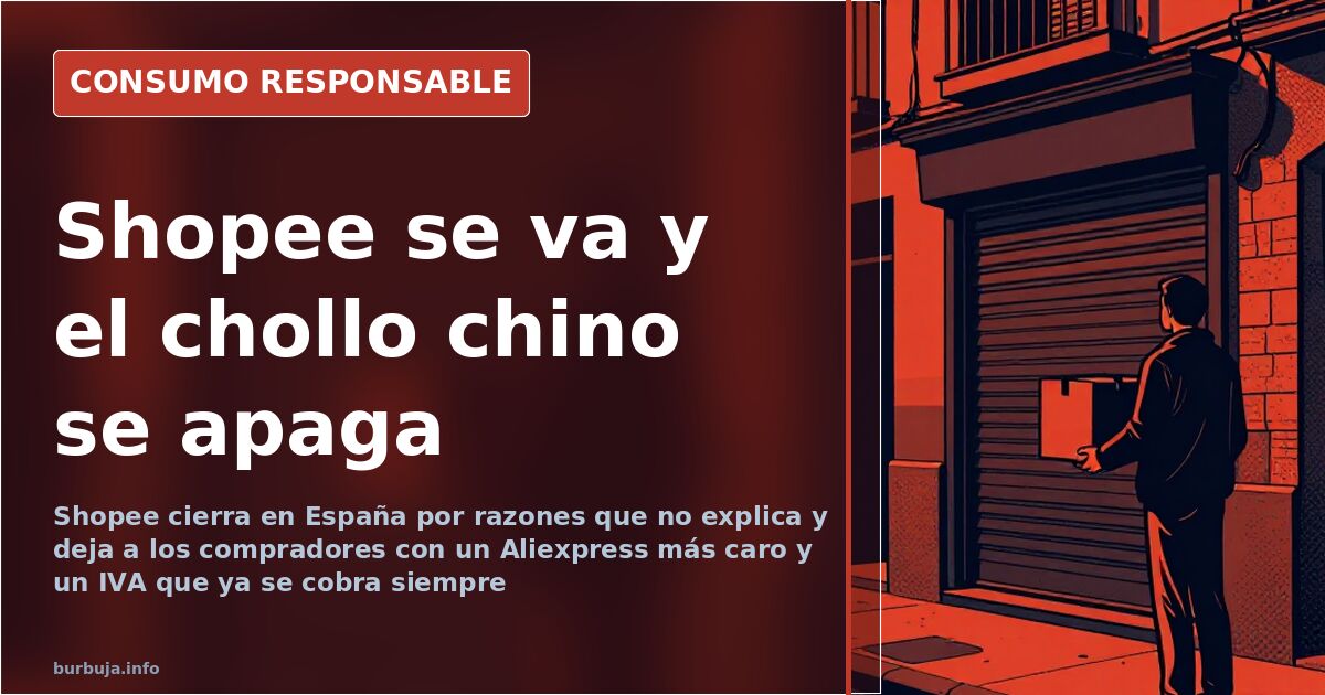 Aplicación de Shopee abierta en la pantalla de un teléfono móvil junto a paquetes de compras online de bajo coste